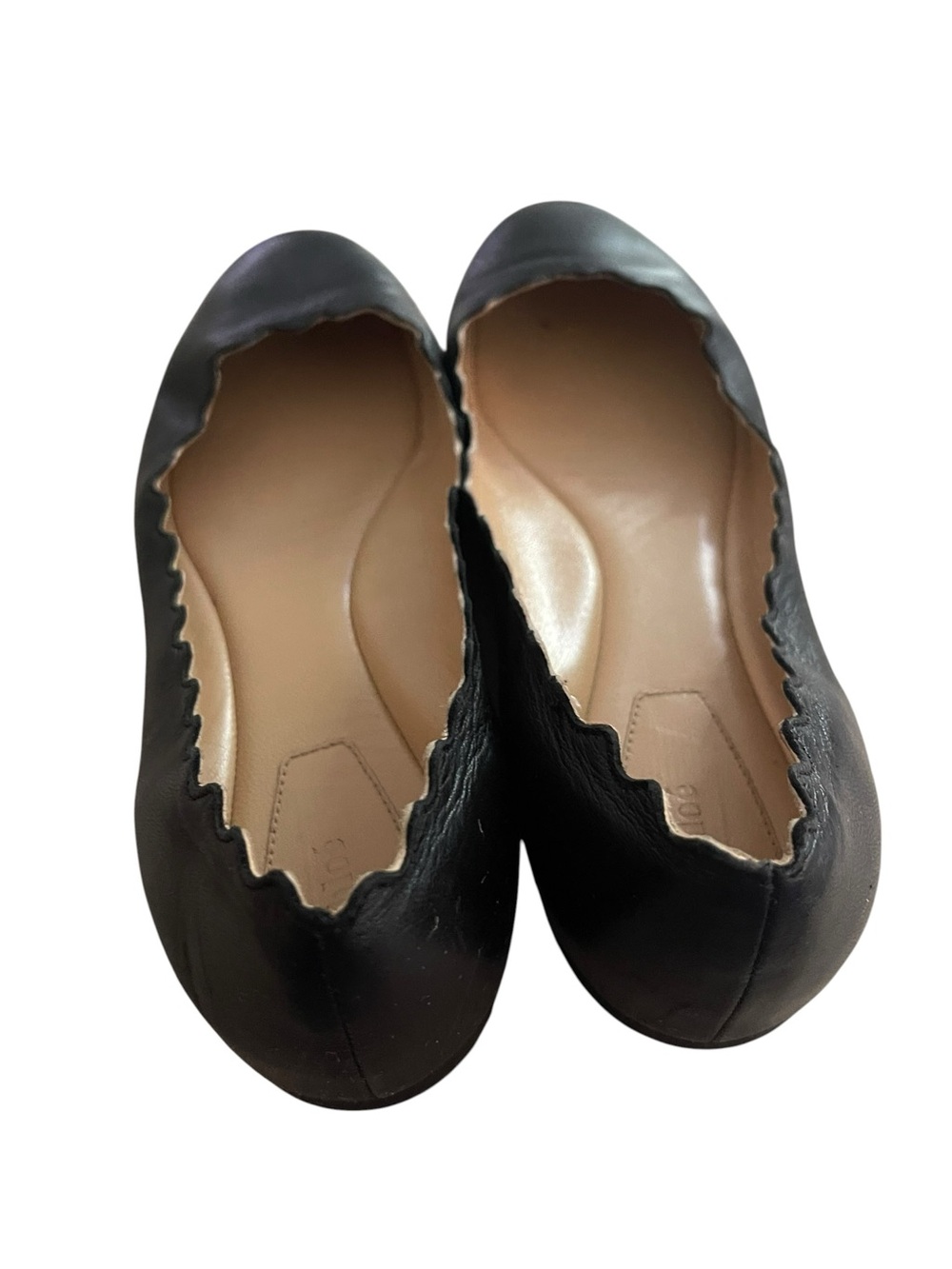Chloe Lauren Black Scalloped Leather Ballet Flats Women Size USA 7/EU37 - Picture 4 of 9